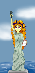 Size: 1440x3000 | Tagged: safe, artist:mit-boy, adagio dazzle, equestria girls, microphone, solo, statue of liberty