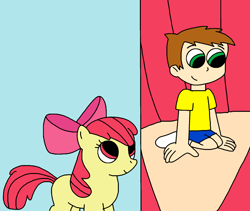 Size: 1900x1600 | Tagged: safe, artist:elmarcosluckydel96, apple bloom, oc, oc:myron weaver, human, micro