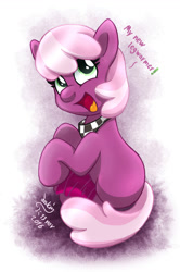 Size: 865x1300 | Tagged: safe, artist:joakaha, cheerilee, cheeribetes, cute, filly, leg warmers, open mouth, signature, solo, younger