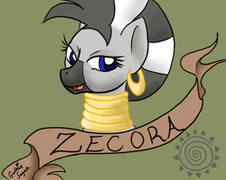 Size: 600x480 | Tagged: safe, artist:gothicsugar, zecora, zebra, old banner, signature, simple background, solo