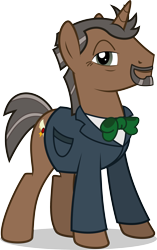 Size: 2200x3500 | Tagged: safe, artist:cloudpone, .svg available, bowtie, clothes, coat, john de lancie, ponified, professor lancie, simple background, smiling, solo, transparent background, vector