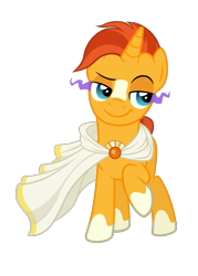 Size: 1440x2016 | Tagged: safe, artist:thecheeseburger, sunburst, cape, clothes, corrupted, dark magic, evil sunburst, magic, possessed, raised eyebrow, raised hoof, simple background, solo, sombra eyes, transparent background, vector