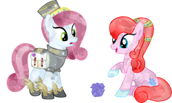 Size: 5000x2991 | Tagged: safe, artist:pilot231, oc, oc only, oc:marianna, oc:rose letter, crystal pony, pony, clothes, flower, mailmare, rose, simple background, transparent background, uniform, vector