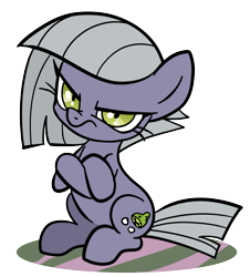 Size: 1280x1418 | Tagged: safe, artist:pencils, limestone pie, earth pony, pony, angry, chibi, crossed hooves, cute, female, frown, glare, grumpy, limabetes, limetsun pie, looking at you, mare, simple background, sitting, solo, transparent background, tsundere