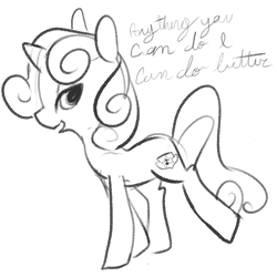 Size: 600x600 | Tagged: safe, artist:mt, sweetie belle, crusaders of the lost mark, cutie mark, grayscale, lineart, monochrome, solo, the cmc's cutie marks