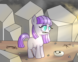 Size: 736x585 | Tagged: safe, artist:saiadass, boulder (pet), maud pie, cute, filly, marker, maudabetes, mouth hold, rock farm, smiley face, solo, younger