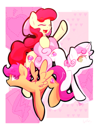 Size: 6600x8400 | Tagged: safe, artist:darkflame75, apple bloom, scootaloo, sweetie belle, earth pony, pegasus, pony, unicorn, abstract background, cutie mark, cutie mark crusaders, eyes closed, female, filly, the cmc's cutie marks