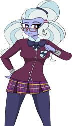 Size: 2084x3650 | Tagged: safe, artist:missmayaleanne, sugarcoat, equestria girls, friendship games, clothes, crystal prep academy uniform, glasses, looking at you, school uniform, simple background, solo, transparent background