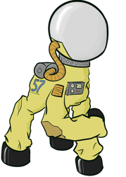 Size: 1464x2048 | Tagged: safe, artist:lemonschooner, derpibooru exclusive, oc, oc only, earth pony, pony, fallout equestria, hazmat suit, helmet, solo