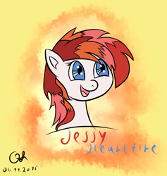 Size: 1347x1419 | Tagged: safe, artist:owlisun, oc, oc only, oc:jessy heartfire, drawing, simple background, smiling, solo