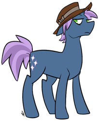 Size: 549x669 | Tagged: safe, artist:egophiliac, oc, oc only, oc:logic gate, pony, unicorn, hat, pork pie hat