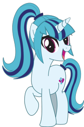 Size: 782x1176 | Tagged: safe, artist:robocheatsy, sonata dusk, open mouth, ponified, raised hoof, simple background, smiling, solo, transparent background