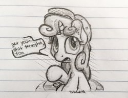 Size: 3000x2300 | Tagged: safe, artist:bobdude0, sweetie belle, dank sweetie, grayscale, lined paper, monochrome, neo noir, partial color, pencil drawing, solo, traditional art, vulgar