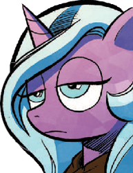 Size: 227x294 | Tagged: safe, artist:andypriceart, idw, radiant hope, crystal pony, pony, radiant hope is indifferent to your misery, radiant hope is not amused, reaction image, simple background, solo, transparent background, unamused, upset