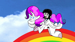 Size: 1280x720 | Tagged: safe, artist:scobionicle99, screencap, alicorn, pony, cloud, cute, diabetes, lucy loud, parody, rainbow, the loud house, the science house