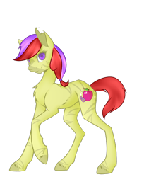 Size: 860x973 | Tagged: safe, artist:sky-draws-things, apple spice, hybrid, zony, g3, chest fluff, injured, simple background, solo, torn ear, transparent background, zebrafied