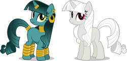 Size: 5000x2425 | Tagged: safe, artist:ladysugarsapphire, oc, oc only, oc:ancient beauty, oc:white fang, pony, unicorn, bracelet