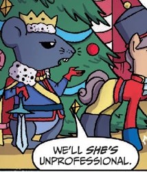 Size: 313x365 | Tagged: safe, idw, spoiler:comic, spoiler:comicholiday2015, comic, fail, grammar error, irony, misspelling, mouse king, professionalism, the nutcracker, you had one job