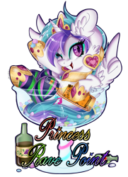 Size: 1600x2207 | Tagged: safe, artist:pvrii, oc, oc only, oc:rave point, alicorn, pony, alcohol, alicorn oc, ecstasy, food, glass, regalia, simple background, solo, transparent background, whiskey