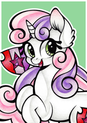 Size: 1024x1457 | Tagged: safe, artist:j-lin-mlp, sweetie belle, cutie mark, solo, the cmc's cutie marks, traditional art