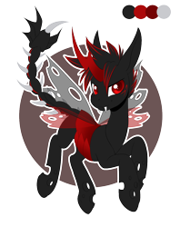 Size: 950x1198 | Tagged: safe, artist:peridotkitty, oc, oc only, changeling, commission, male, red changeling, solo