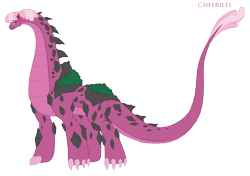 Size: 2943x2072 | Tagged: safe, artist:pyrus-leonidas, cheerilee, dinosaur, kaiju, sauropod, dinosaurified, female, kaijufied, simple background, solo, species swap, transparent background