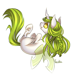 Size: 800x800 | Tagged: safe, artist:moenkin, oc, oc only, oc:melody swiftsong, changeling, albino changeling, green changeling, simple background, solo, transparent background, white changeling