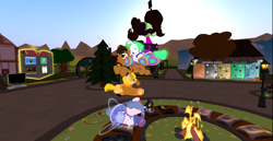 Size: 1368x706 | Tagged: safe, oc, oc only, 3d, pony pile, second life