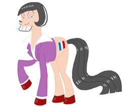 Size: 900x768 | Tagged: safe, artist:zimoguri, bucktooth, iyami, osomatsu-san, ponified, solo