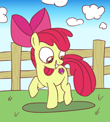 Size: 945x1049 | Tagged: safe, artist:php47, apple bloom, cutie mark, raised hoof, smiling, solo, the cmc's cutie marks