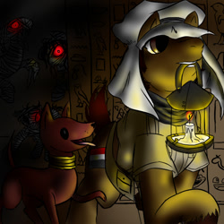 Size: 640x640 | Tagged: safe, artist:animecreator, dog, archaeology, candle, crossover, egypt, hetalia, hieroglyphics, mummy, ponified, pyramid