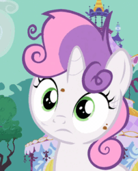 Size: 289x358 | Tagged: safe, screencap, scootaloo, sweetie belle, hearts and hooves day (episode), animated, hearts and hooves day, shocked
