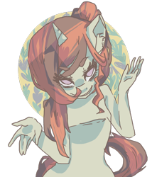 Size: 600x700 | Tagged: safe, artist:lolly-jpg, oc, oc only, oc:aurora skye, anthro, unicorn, smiling, solo