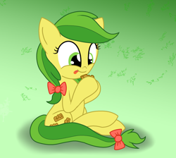 Size: 1900x1700 | Tagged: safe, artist:geraritydevillefort, apple fritter, apple family member, apple fritter (food), cute, food, sitting, solo