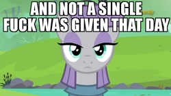 Size: 719x403 | Tagged: safe, edit, edited screencap, screencap, maud pie, the gift of the maud pie, image macro, meme, no fucks, reaction image, solo, vulgar