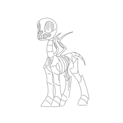 Size: 1280x1280 | Tagged: safe, artist:hoverrover, pegasus, pony, skeleton pony, explicit source, monochrome, skeleton, spooky