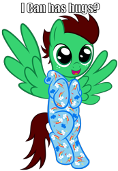 Size: 1935x2790 | Tagged: safe, artist:spellboundcanvas, oc, oc only, oc:northern haste, pegasus, pony, clothes, cute, footed sleeper, freckles, open mouth, simple background, smiling, solo, spread wings, transparent background, vector