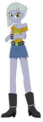 Size: 1024x2830 | Tagged: safe, artist:ferrokiva, limestone pie, equestria girls, badass, belt, belt buckle, boots, bracelet, clothes, daisy dukes, denim skirt, equestria girls-ified, looking at you, skirt, solo, spiked wristband, spikes, torn clothes