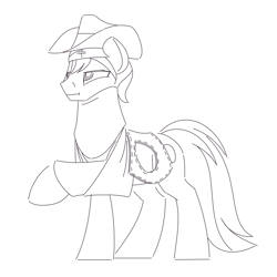 Size: 1280x1280 | Tagged: safe, artist:hoverrover, braeburn, appleoosa's most wanted, bandage, cast, injured, monochrome, sick, solo