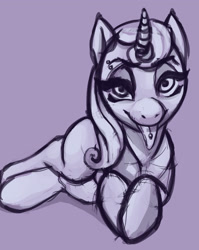 Size: 2196x2764 | Tagged: safe, artist:ronniesponies, moonlight raven, pony, unicorn, female, mare, piercing, solo, tongue out, tongue piercing