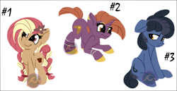 Size: 901x465 | Tagged: safe, artist:allyclaw, oc, oc only, earth pony, pony, unicorn, adoptable, female, male, mare, stallion