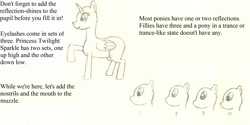 Size: 2560x1280 | Tagged: safe, artist:charliemane, part of a series, part of a set, alicorn, pony, burnt buns, eyes, how, how to draw, lineart, monochrome, traditional art, tutorial