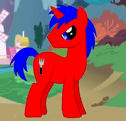 Size: 377x363 | Tagged: artist needed, safe, oc, oc only, oc:red fork, pony creator, donut steel, solo