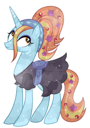 Size: 1174x1654 | Tagged: safe, artist:cloudyglow, sassy saddles, crystal pony, pony, unicorn, alternate hairstyle, crystallized, flower, flower in hair, flower in tail, solo