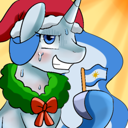 Size: 512x512 | Tagged: artist needed, safe, oc, oc:princess argenta, argentina, flag, nation ponies, ponified, sweat