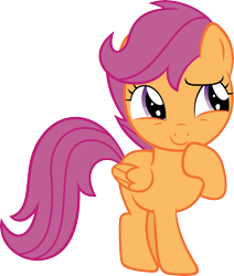 Size: 5087x6000 | Tagged: safe, artist:slb94, scootaloo, brotherhooves social, absurd resolution, cute, cutealoo, hoof on chin, one hoof raised, simple background, solo, thinking, transparent background, vector