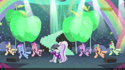 Size: 1920x1080 | Tagged: safe, screencap, coloratura, limelight, the mane attraction, background dancers, countess coloratura, dancing, disco fever, eyes closed, new wave (character), singing, smooth move, spectrum shades, stage, stairs, the spectacle, turbo bass