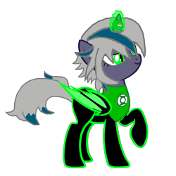 Size: 1152x1152 | Tagged: safe, artist:lr-studios, artist:motownwarrior01, artist:pegasski, oc, oc only, oc:elizabat stormfeather, bat pony, pony, bat pony unicorn, crossover, dc comics, green lantern, green lantern (comic), green lantern corps, horn ring, parody, simple background, solo, transparent background