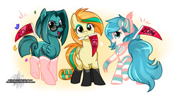 Size: 2965x1595 | Tagged: safe, artist:xwhitedreamsx, oc, oc only, pegasus, pony, clothes, new year, socks, striped socks