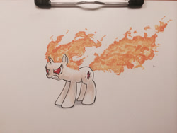 Size: 1280x960 | Tagged: safe, artist:kittyhawk-contrail, twilight sparkle, angry, beans for dinner, mane of fire, rapidash, rapidash twilight, solo, traditional art
